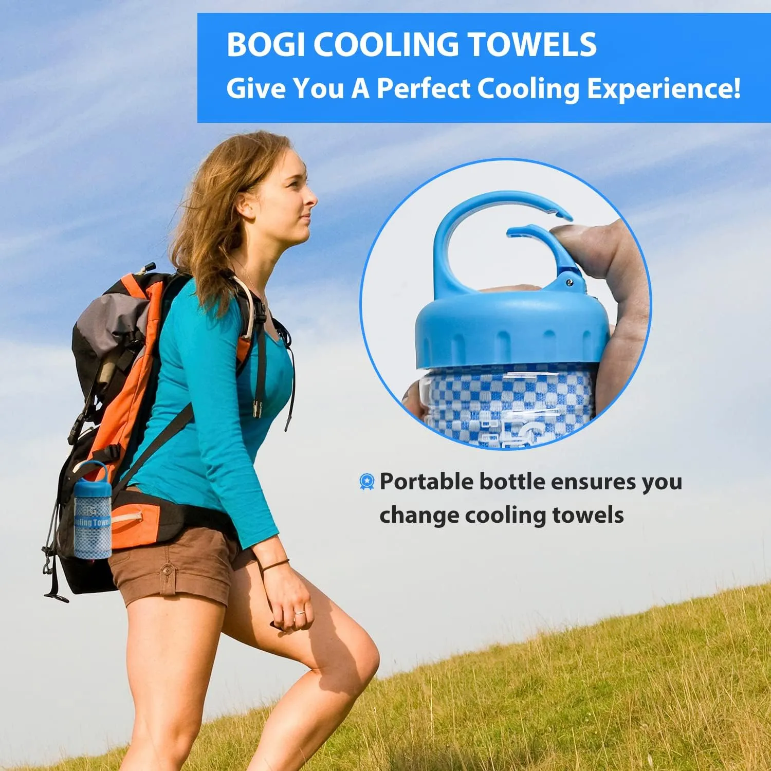 BOGI Cooling Towels for Neck and Face, Soft Breathable Cool Towel for Instant Cooling Stay Cool for Yoga, Sport, Gym, Camping, Running & More Activities