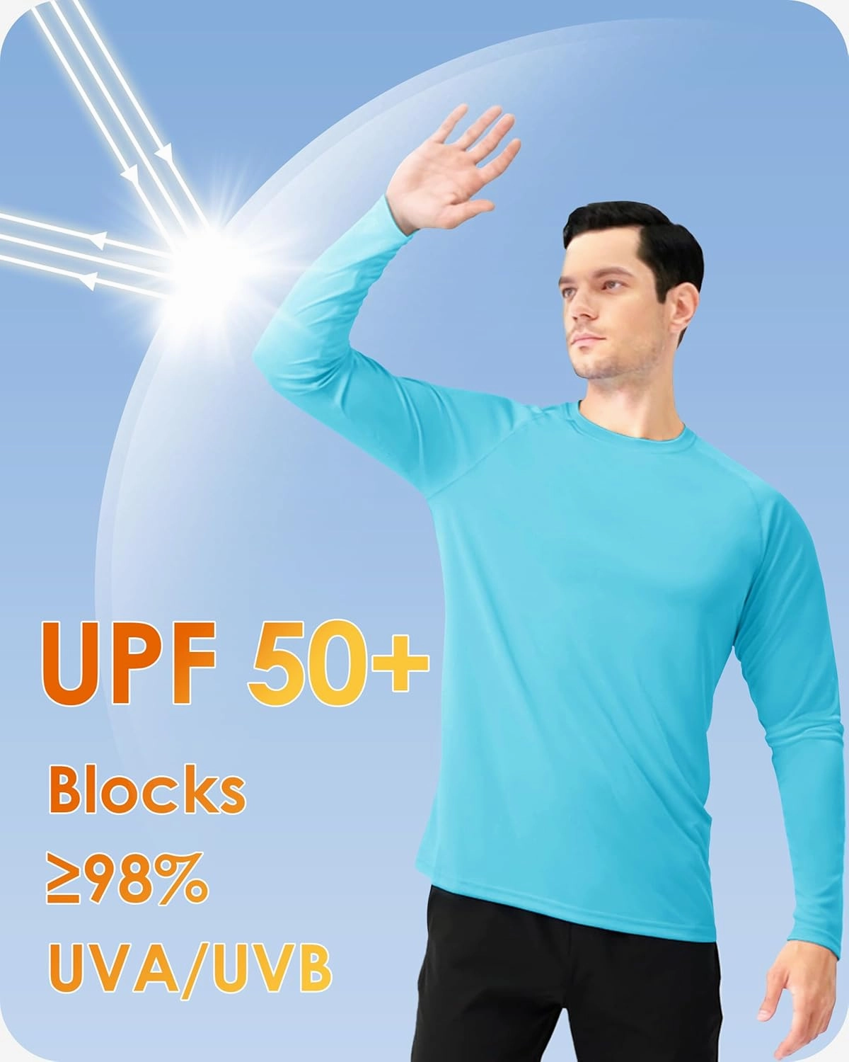 Boladeci Men's UPF 50  Sun Protection UV SPF Shirts Long Sleeve Lightweight Quick Dry Swim T-Shirts Rash Guard