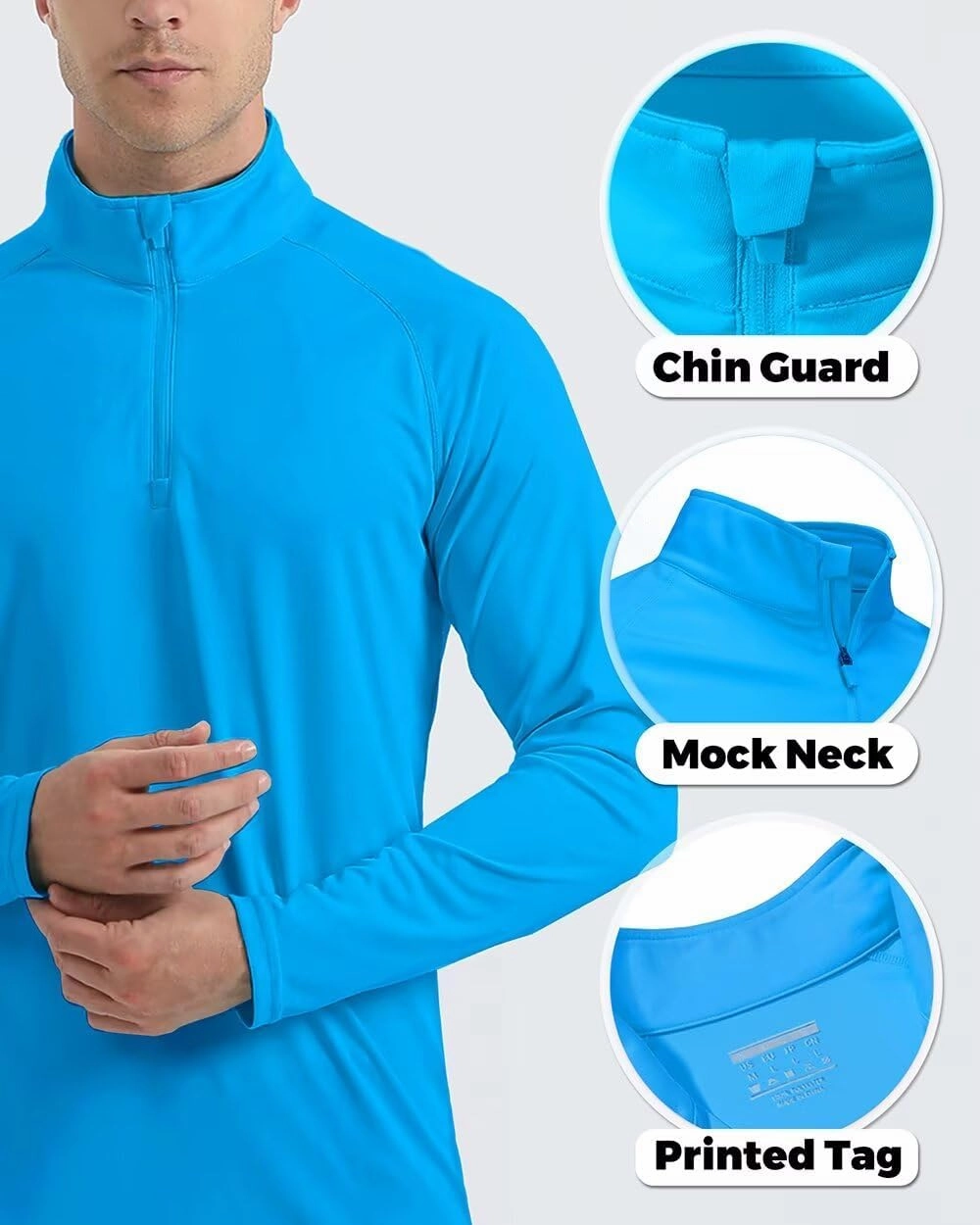 Boladeci Men's UPF 50  Sun Shirts 1/4 Zip Long Sleeve SPF UV Protection Lightweight Quick Dry Quarter Zip Golf Shirts