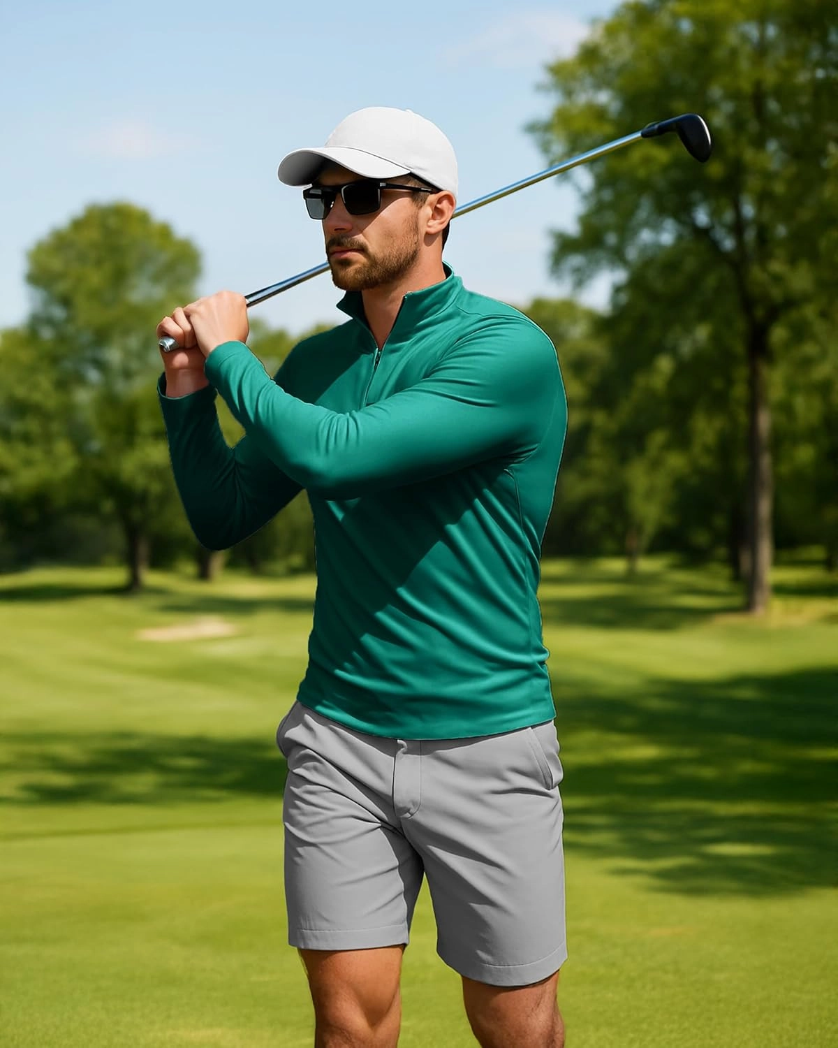 Boladeci Men's UPF 50  Sun Shirts 1/4 Zip Long Sleeve SPF UV Protection Lightweight Quick Dry Quarter Zip Golf Shirts