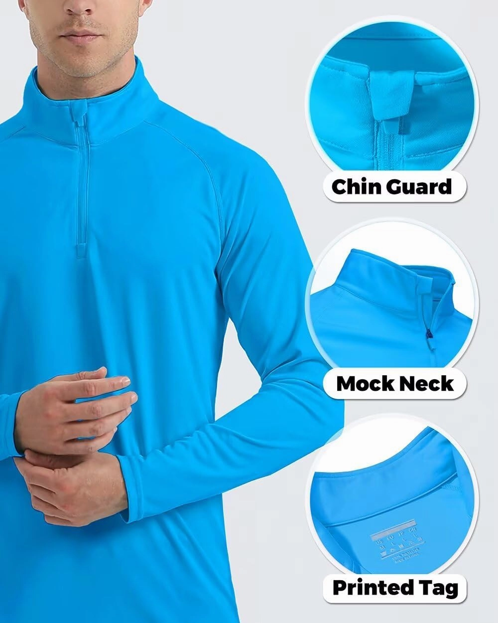 Boladeci Men's UPF 50  Sun Shirts 1/4 Zip Long Sleeve SPF UV Protection Lightweight Quick Dry Quarter Zip Golf Shirts