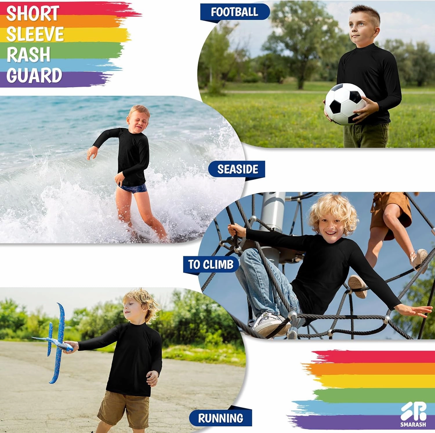 Boys Rash Guard Swim Shirts Long Sleeve UPF 50  Swimwear Youth Kids Sun Protection SPF Water Surfing Shirts Quick Dry