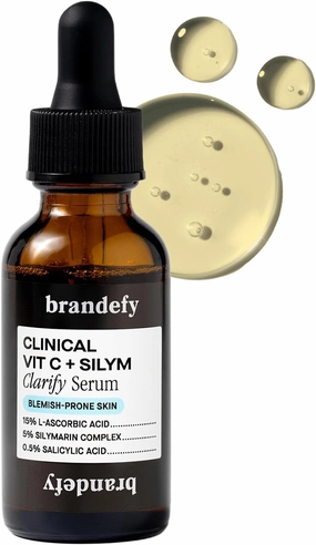 Brandefy Vitamin C   Silym Clarify Serum - Face Salicylic Acid Serum for Blemish-Prone Skin, Promotes Clear Complexion, Anti-Aging, Brightening, Made in The USA (1 oz)