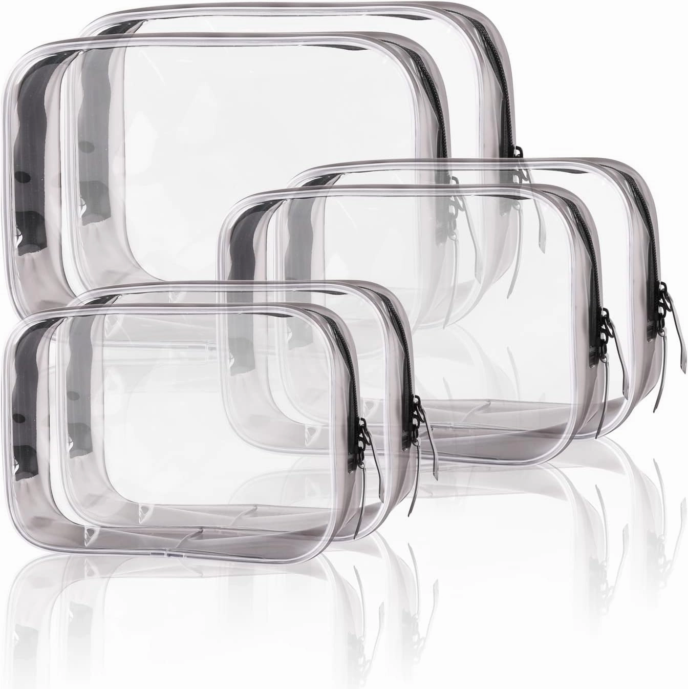 Buminee Clear Travel Bags for Toiletries, Lightweight Toiletry Bag, Multipurpose Transparent TSA Cosmetic Bag-6 Pack