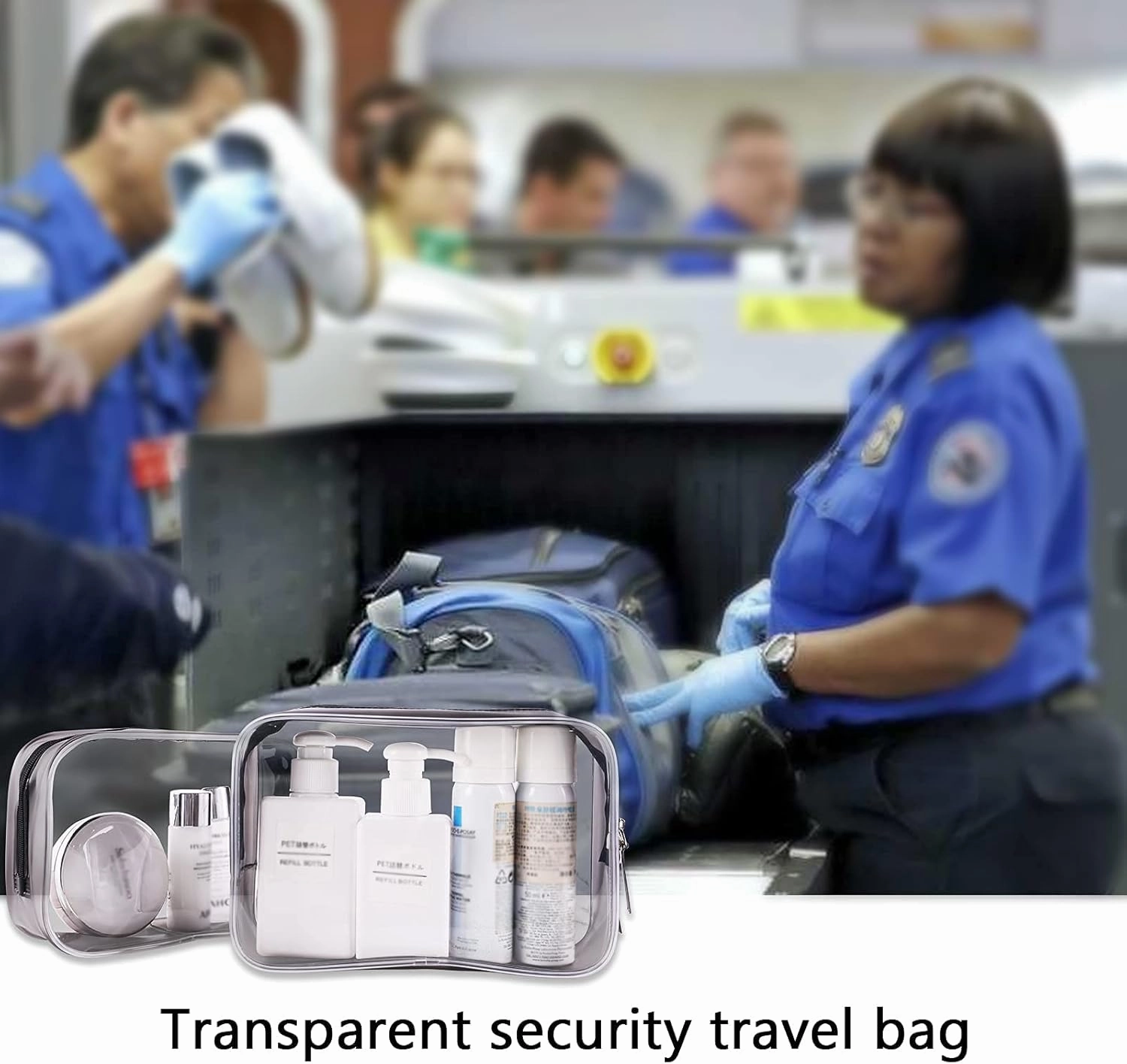Buminee Clear Travel Bags for Toiletries, Lightweight Toiletry Bag, Multipurpose Transparent TSA Cosmetic Bag-6 Pack