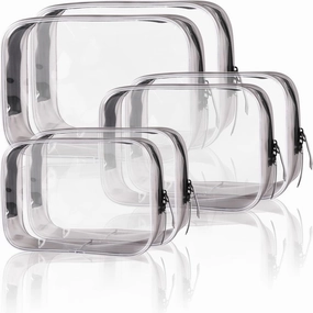 Buminee Clear Travel Bags for Toiletries, Lightweight Toiletry Bag, Multipurpose Transparent TSA Cosmetic Bag-6 Pack