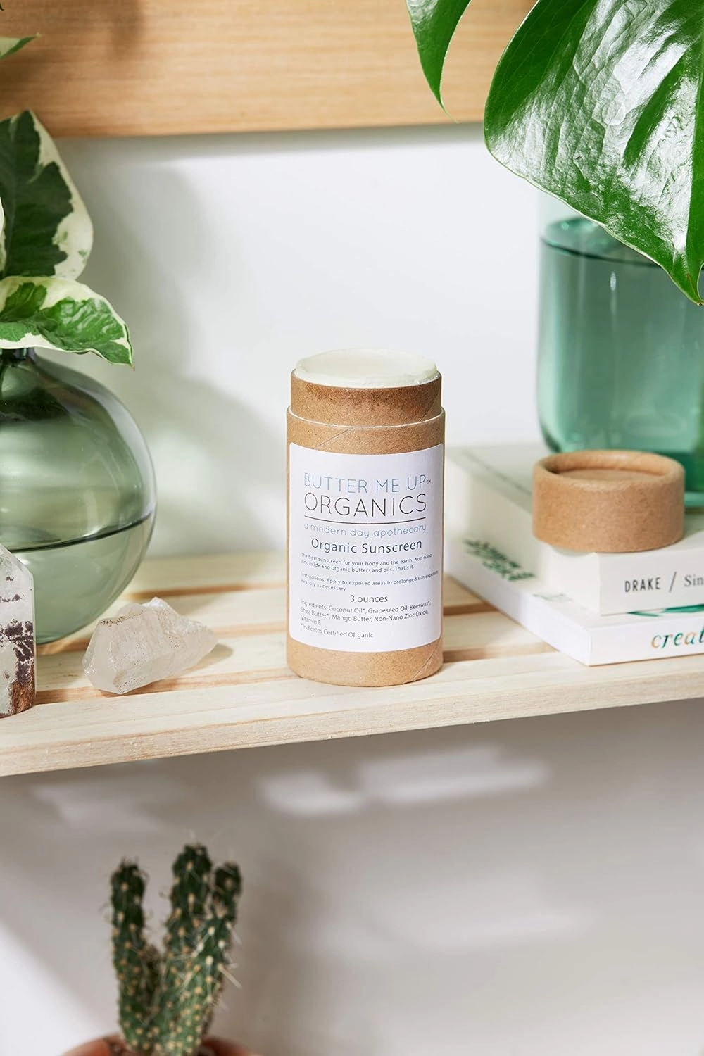 Butter Me Up Organics Natural Zinc Oxide Sunscreen SPF 45 , Reef-Safe, Non-Nano Mineral Sunblock, Water-Resistant with Shea Butter & Coconut Oil, Chemical-Free, Eco-Friendly, 3oz Stick