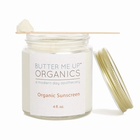 Butter Me Up Organics Natural Zinc Oxide Sunscreen SPF 45 , Reef-Safe, Non-Nano Mineral Sunblock, Water-Resistant with Shea Butter & Coconut Oil, Chemical-Free, Eco-Friendly, 4oz Jar