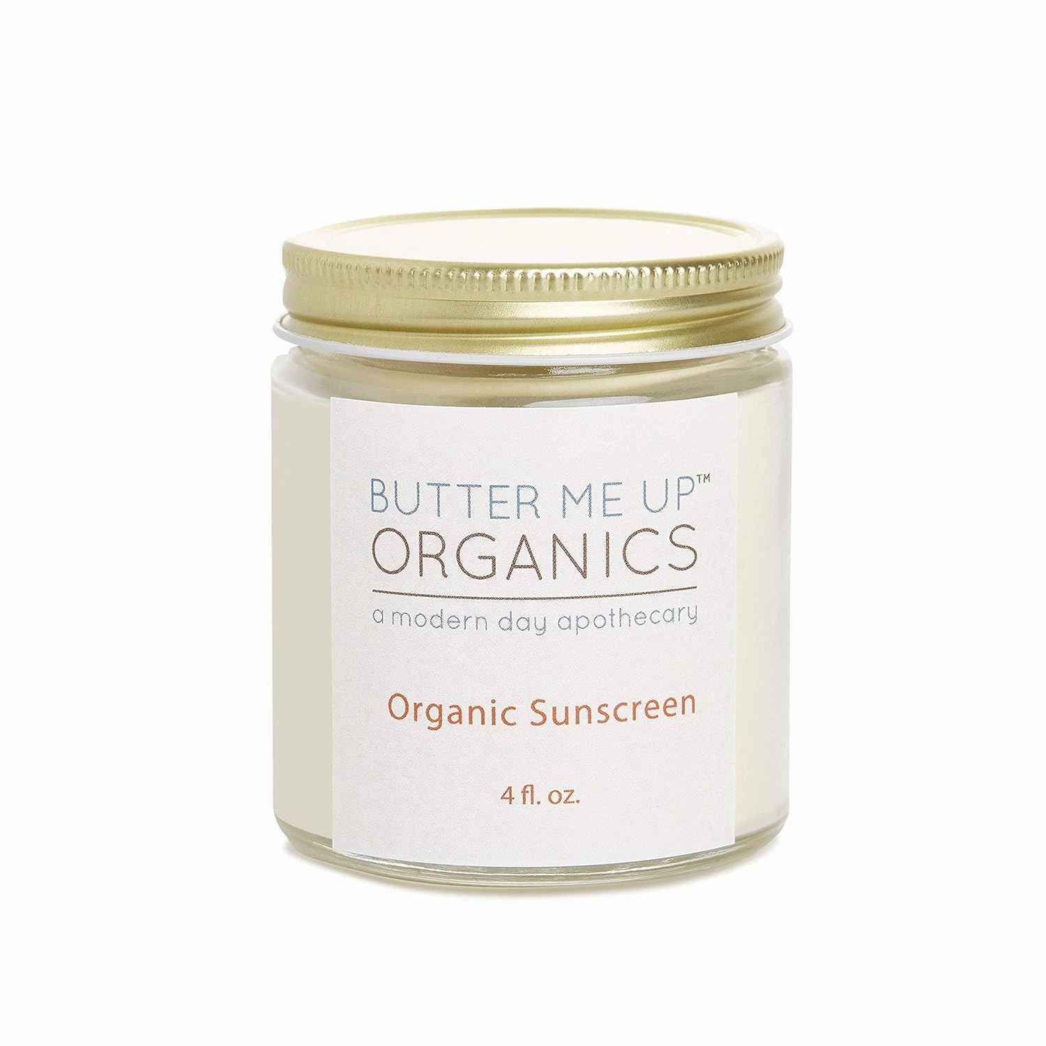 Butter Me Up Organics Natural Zinc Oxide Sunscreen SPF 45 , Reef-Safe, Non-Nano Mineral Sunblock, Water-Resistant with Shea Butter & Coconut Oil, Chemical-Free, Eco-Friendly, 4oz Jar
