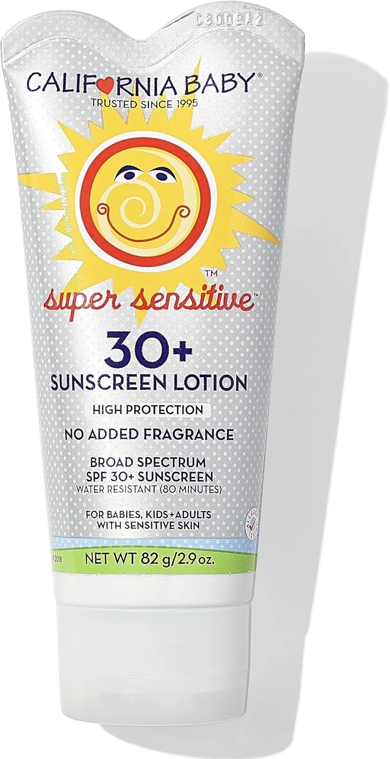 California Baby Super Sensitive SPF 30  | Unscented Mineral Sunscreen | Baby Sunscreen for Face   Body | Travel Size SPF | 82g / 2.9oz