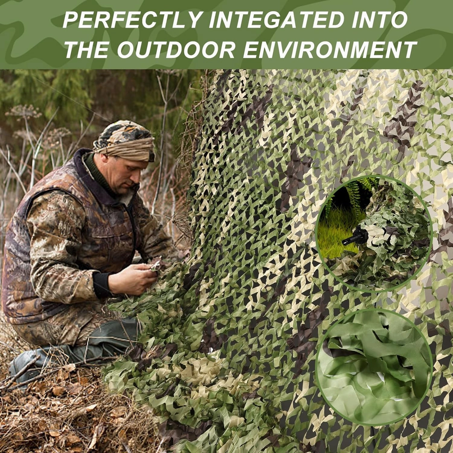 Camo Netting, Camouflage Netting, Hunting Blind Camo Net, Army Party Decorations, Sunshade Fence Nets, Lightweight, Bulk Roll, Mesh, Great for Camping, Shooting, Photograph, Car Cover, Outdoor