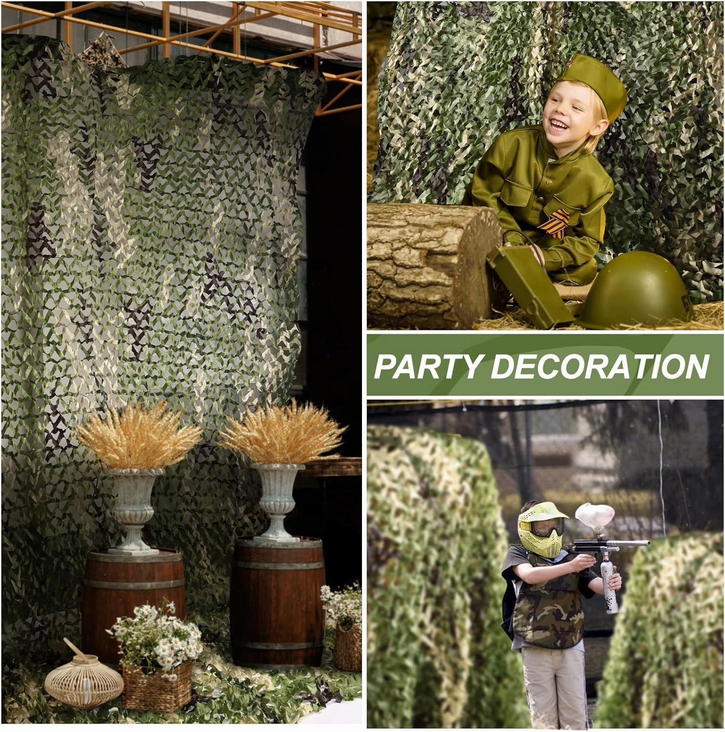 Camo Netting, Camouflage Netting, Hunting Blind Camo Net, Army Party Decorations, Sunshade Fence Nets, Lightweight, Bulk Roll, Mesh, Great for Camping, Shooting, Photograph, Car Cover, Outdoor