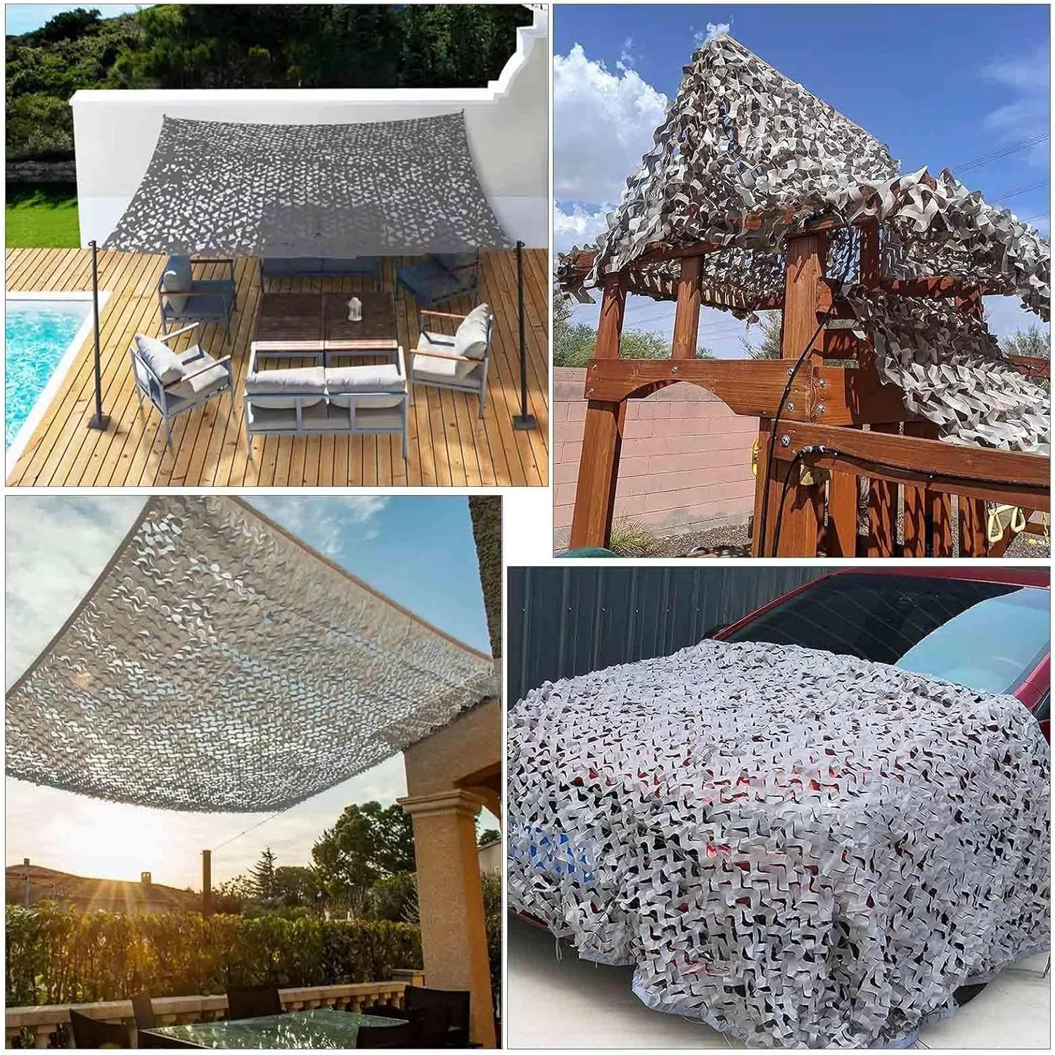 Camouflage Net, Sunscreen Camo Netting, 1.5x2/2x3/3x4/4x5/5x6m Outdoor Camouflage Shade Netting, Military Hunting Camo Net,Grey-2x2m(6.6 * 6.6ft)