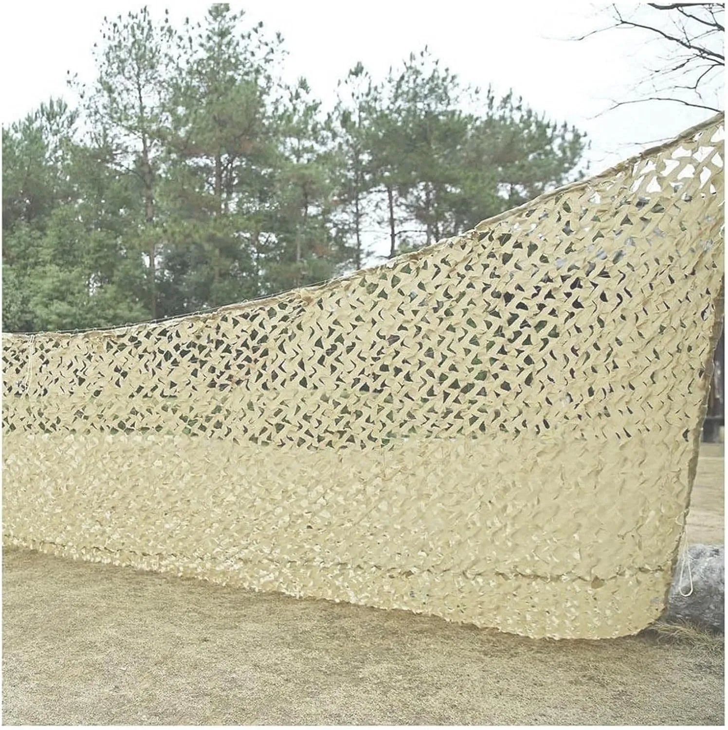 Camouflage Net Sunscreen, Reinforced Military Camo Netting, Used for Hunting, Camping, Sunshade, Garden, Tear-Resistant Beige Camouflage Netting, Privacy Screen