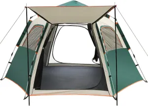 Camping Tent 3-4/5-8 Person Outdoor Folding Automatic Instant Pop Up Tent Thickened Hexagonal Tent Stormproof Rainproof Portable Family Camping Tent