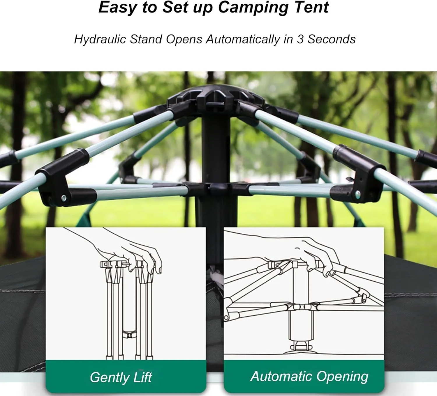 Camping Tent 3-4/5-8 Person Outdoor Folding Automatic Instant Pop Up Tent Thickened Hexagonal Tent Stormproof Rainproof Portable Family Camping Tent