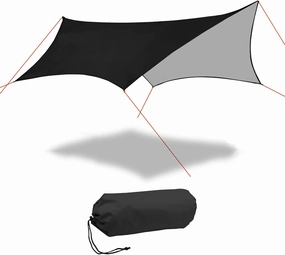 Camping Tarp Waterproof 15 x 15 ft Lightweight Tent, Hammock Rain Fly, UV Protection Large Lightweight Camping Gear, Sunscreen Awning Canopy with Silver Coating for Outdoors Backpacking Patio