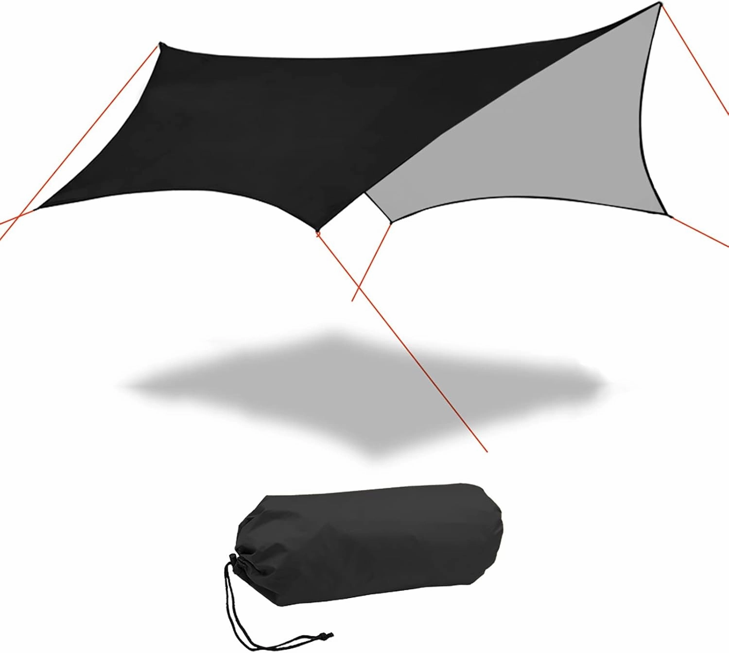 Camping Tarp Waterproof 15 x 15 ft Lightweight Tent, Hammock Rain Fly, UV Protection Large Lightweight Camping Gear, Sunscreen Awning Canopy with Silver Coating for Outdoors Backpacking Patio