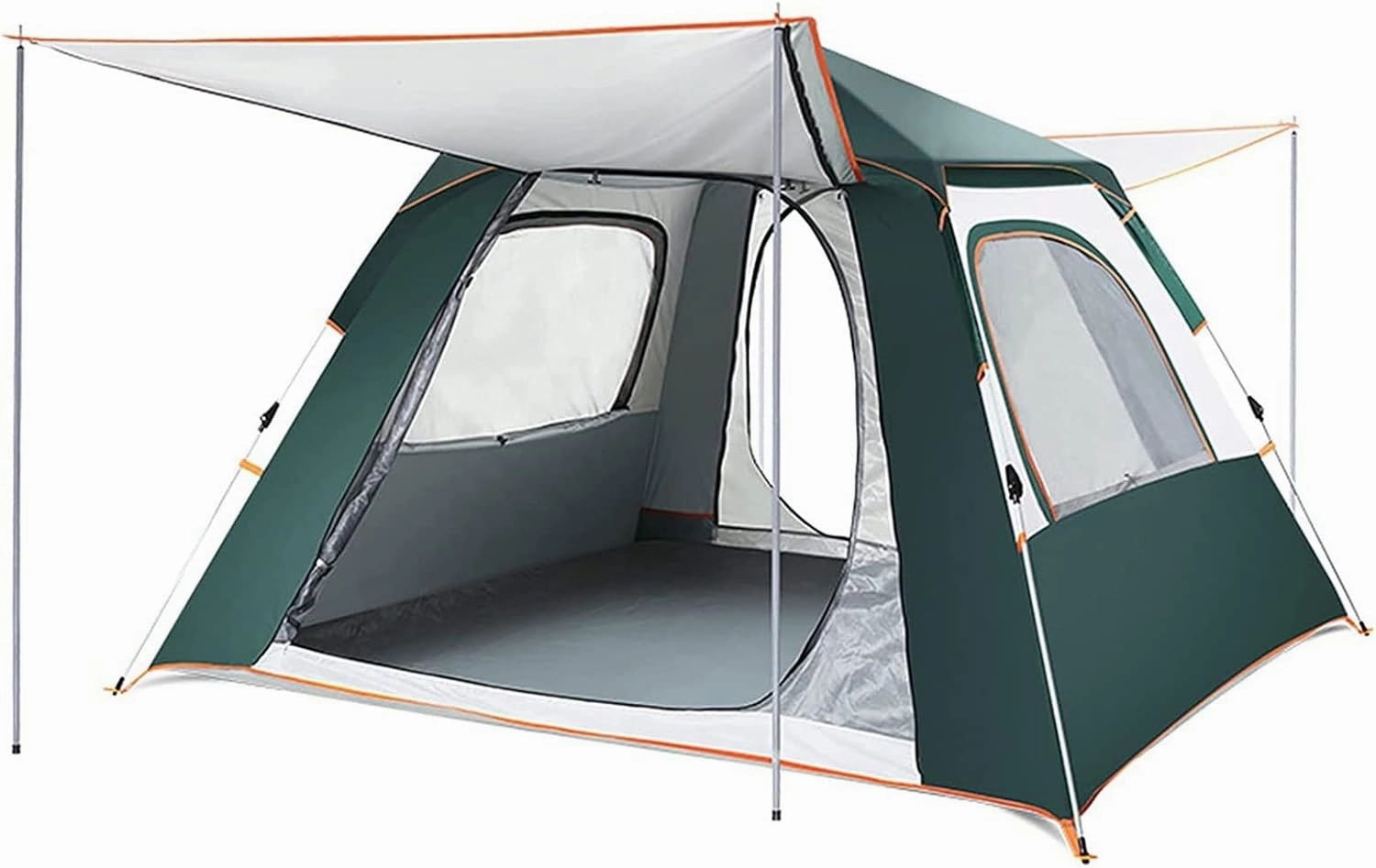 Camping Tent for 3-4 Persons,Automatic Pop Up Thicken Family Blackout Tent Double Door Outdoor Tent Windproof and Waterproof Lightweight Suitable for Hiking Outdoor Backpacking Travel (Green)