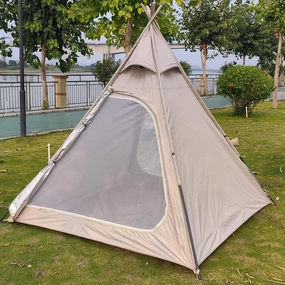 Camping Tent,Outdoor Camping Pyramid Tent with Canopy, Adult Cone Bell Canopy Tents, 3-4 People Instant Tent, Suitable for Family Team Outdoor Backpac Hopeful, Cotton