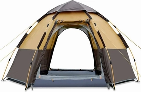 Camping Tent Yellow Outdoor Tent Unisex Fabric Design Double-Layer Rainproof Outdoor Camping Tent Can Accommodate 5-8 People Automatic Camping Tent Good Stuff Interesting