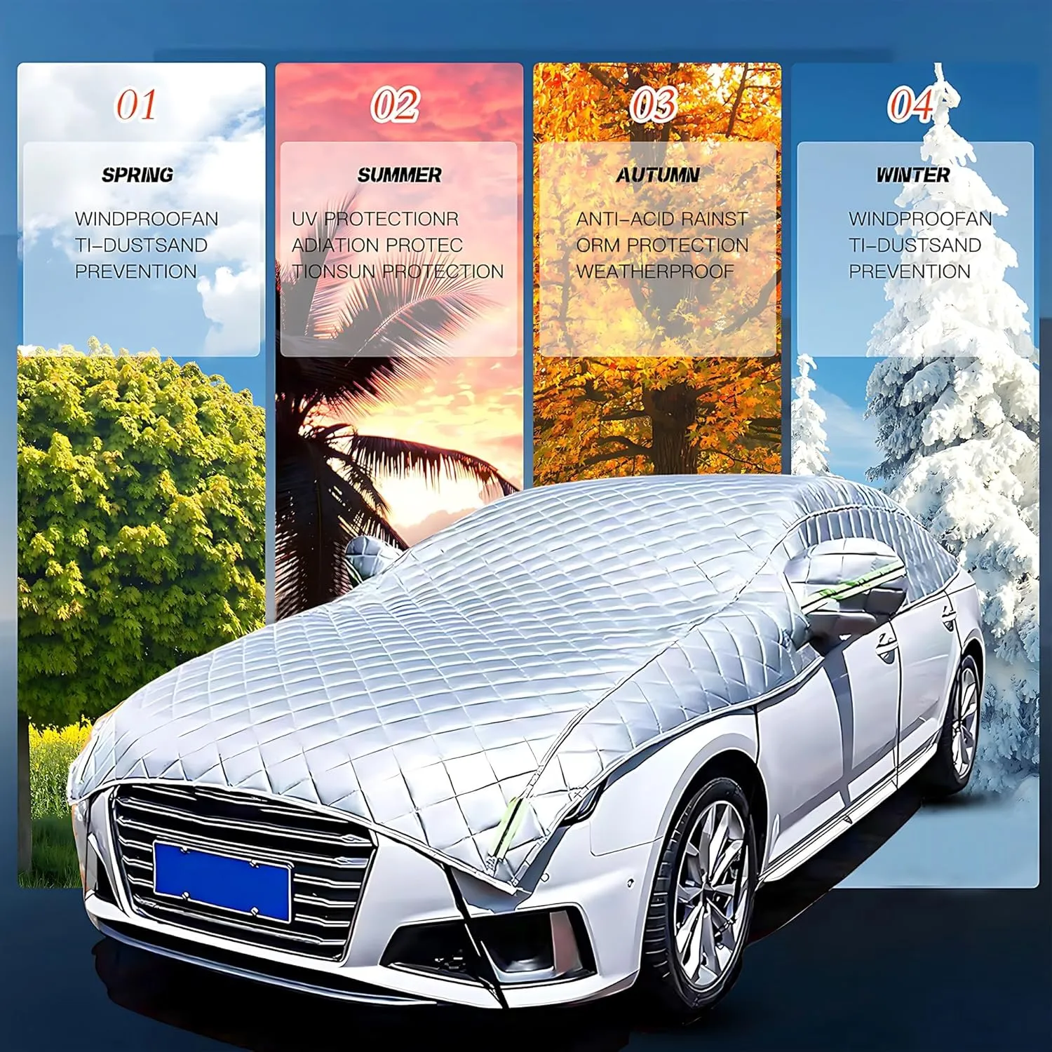 Car Cover Waterproof Fits for Mazda RX 7 III FD 1992-2000, All Weather Car Covers Outdoor Waterproof, for Automobiles Winter Snow car Cover, with Zipper(Silver-semi)