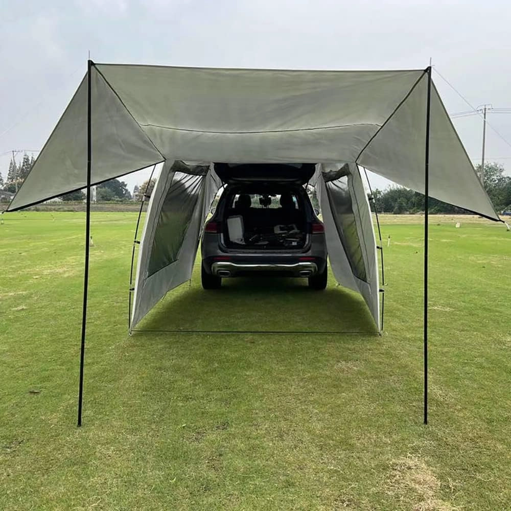 Car Awning Sun Shelter Camping SUV Rear Tent, Portable Waterproof Roof Top Tent Car Canopy with Mosquito Net for SUV Minivan Hatchback Camping Outdoor Travel (Car Awning Sun Shelter)
