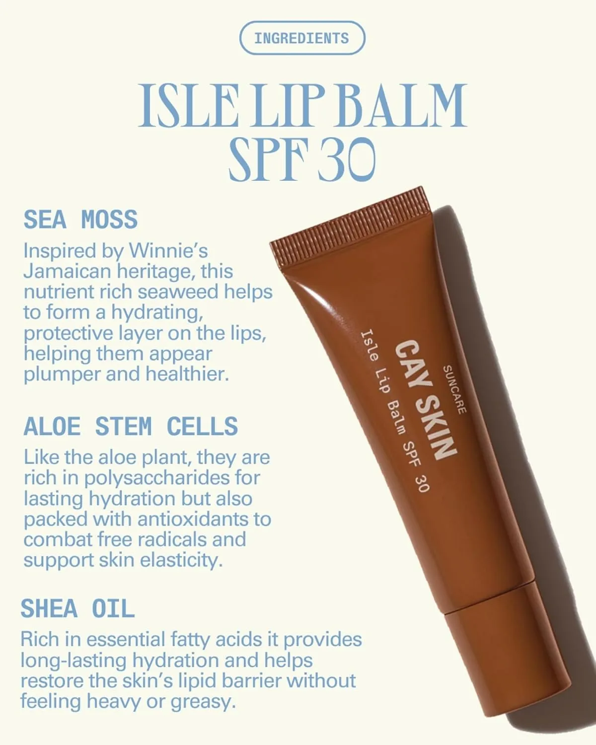 Cay Skin Isle Lip Balm SPF 30 – High Shine, Hydrating, Non-Sticky Lip Gloss in Vanilla Brown Sugar Flavor – Formulated with Natural Ingredients for All Skin Tones – 3-Pack, Clear