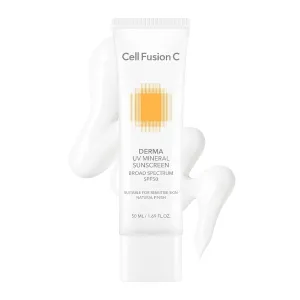 Cell Fusion C Derma UV Mineral Sunscreen SPF 50, Face Sunscreen for Sensitive Skin, Made with 19% of Zinc Oxide, Natural Finish, 50ml / 1.69 fl.oz