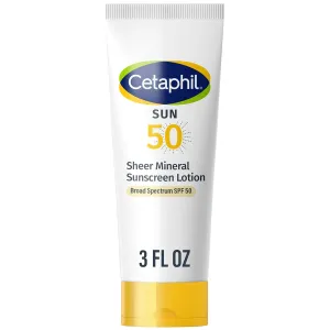 CETAPHIL Sheer Mineral Sunscreen Lotion for Face & Body | 3 fl oz | 100% Mineral Sunscreen: Zinc Oxide & Titanium Dioxide | Broad Spectrum SPF 50 | For Sensitive Skin | Dermatologist Recommended Brand