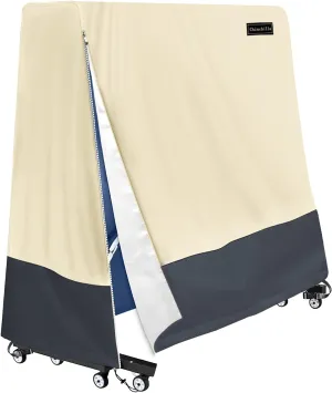 Chinchilla Ping Pong Table Cover, Outdoor & Indoor Waterproof Sunscreen Heavy-Duty Folding Table Tennis Table Cover (65'' x 28'' x 69'')
