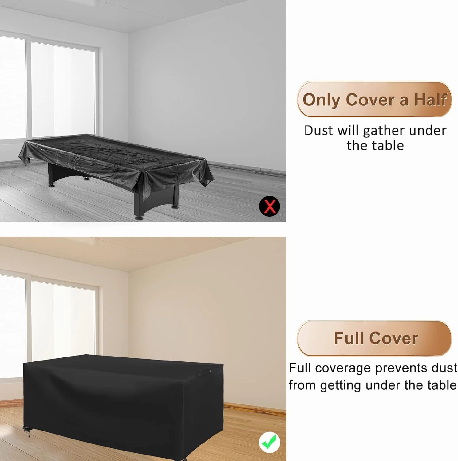 CHINCHILLA 7/8/9 ft Pool Table Cover, Waterproof Sunscreen Billiard Cover Polyester Fabric ，for Snooker Billiard Table Cover