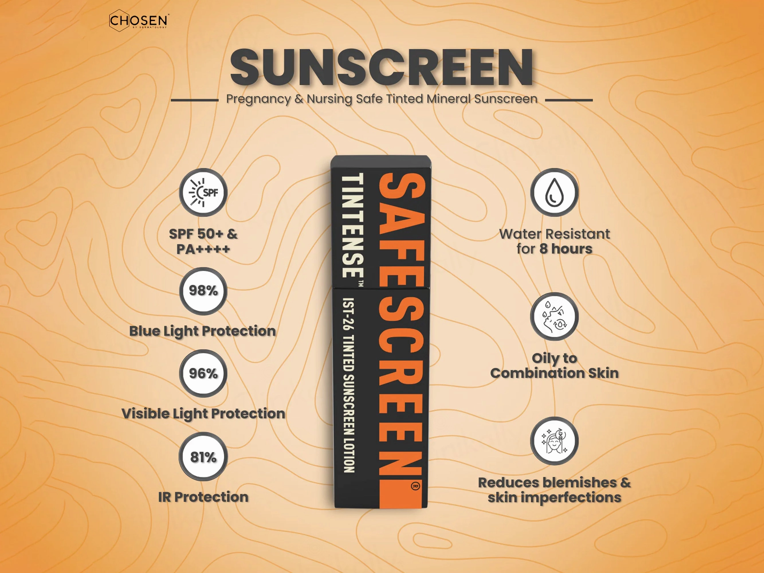 Chosen Safescreen Tintense IST-26 Tinted Sunscreen Lotion SPF 50  PA    