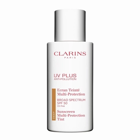 Clarins UV Plus Anti-Pollution, Broad Spectrum SPF 50 Tinted Face Sunscreen | Sheer Finish | Lightweight and Oil-Free | Triple Protection From UVA/UVB Rays, Free Radicals and Pollutants