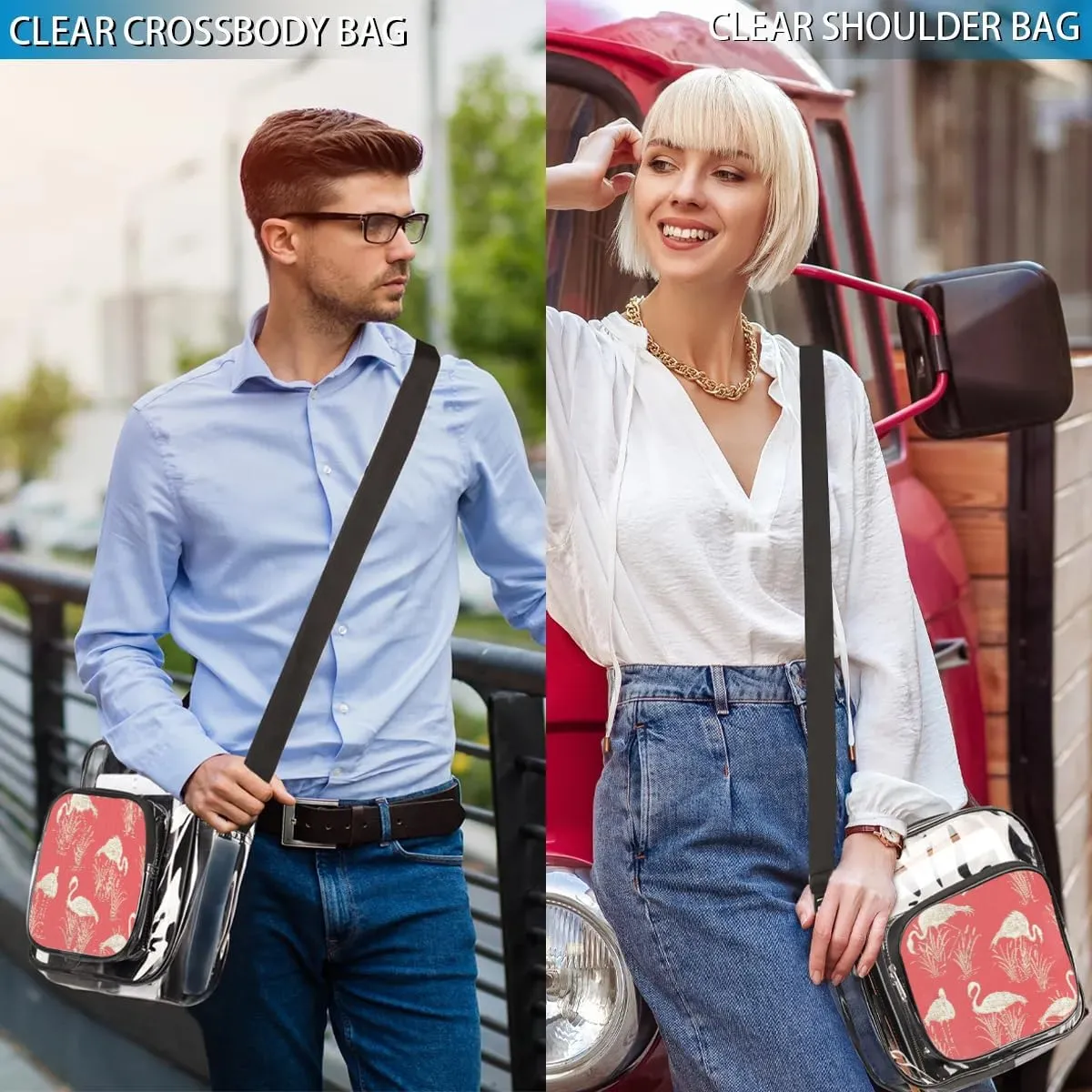 Clear Crossbody Bag Stadium Approved for Women and Men Transparent Messenger Shoulder Bag Clear Purse Bag