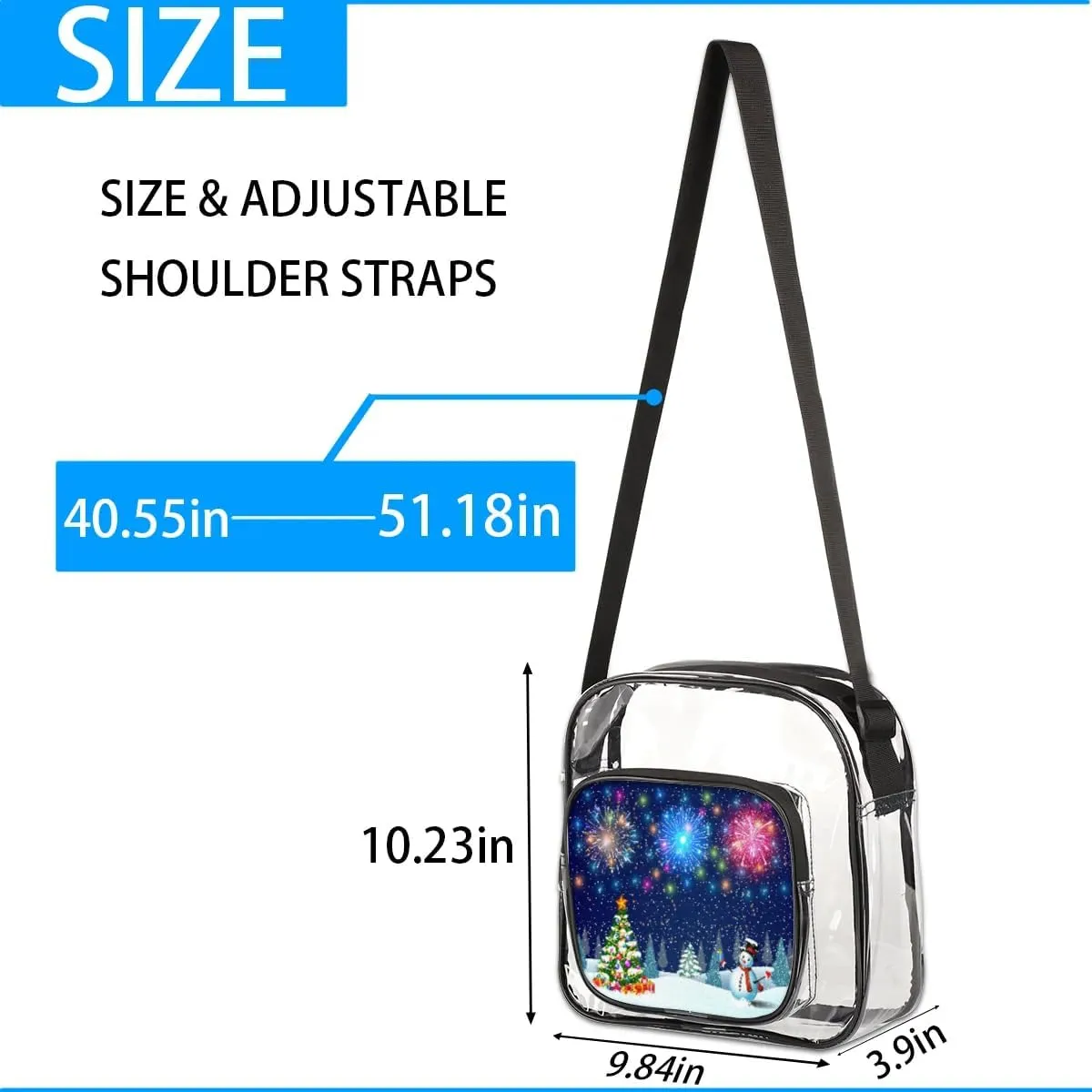 Clear Crossbody Bag Stadium Approved for Women and Men Transparent Messenger Shoulder Bag Clear Purse Bag