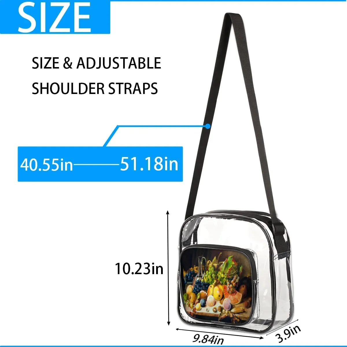 Clear Crossbody Bag Stadium Approved for Women and Men Transparent Messenger Shoulder Bag Clear Purse Bag