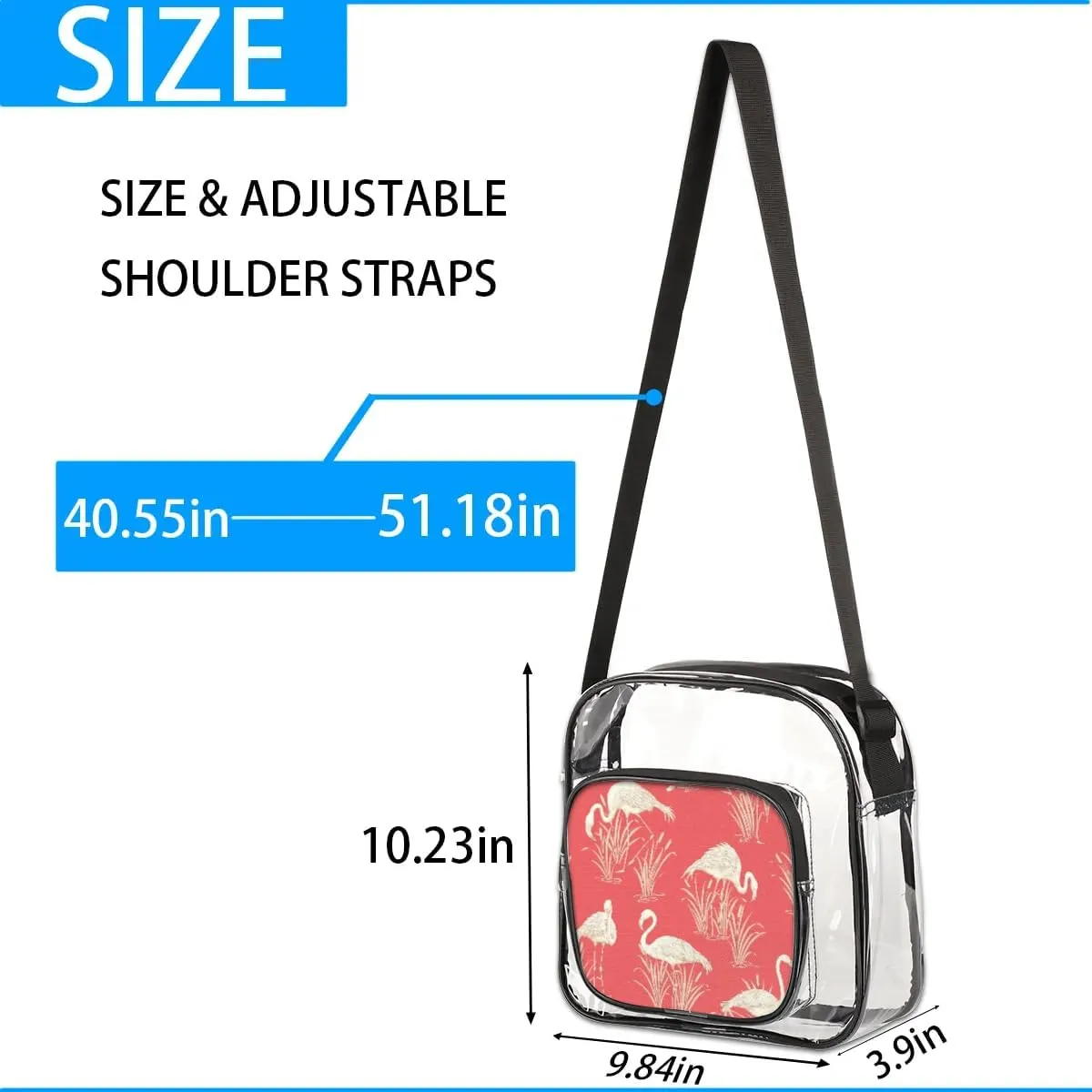 Clear Crossbody Bag Stadium Approved for Women and Men Transparent Messenger Shoulder Bag Clear Purse Bag
