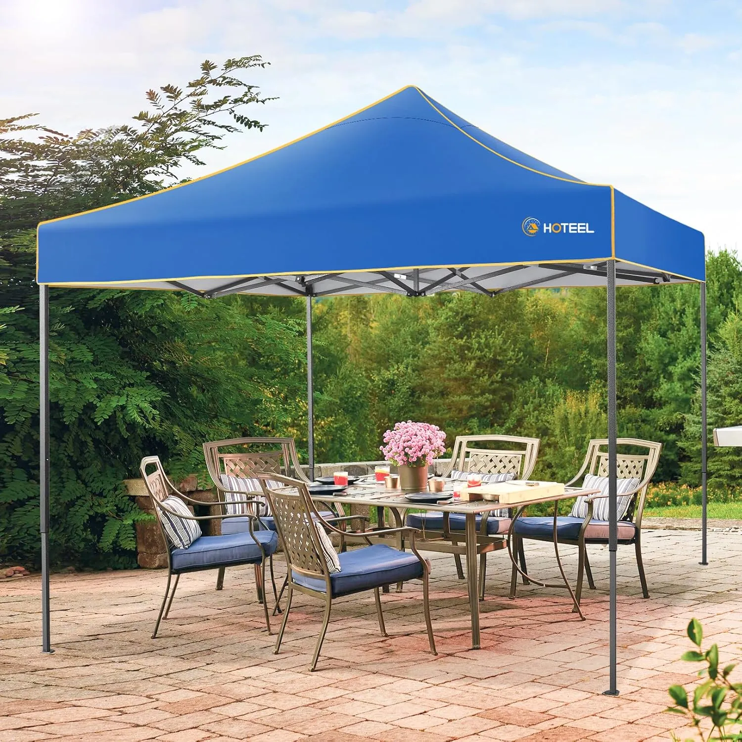 COBIZI 10x10 Pop Up Canopy Commercial Heavy Duty Instant Canopy with 4 Sidewalls, UV 50  Silver Coated Waterproof Vendor Tent, Portable Shelter with Carry Bag, Event Tent for Parties Patio, Blue