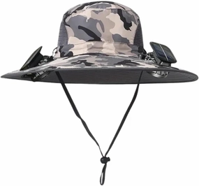 Colitt - Fishing Hat with Built in Fan, UPF 50  Sun Protection, USB/Solar Rechargeable, Adjustable Fit, Wide, Solar, Outdoor