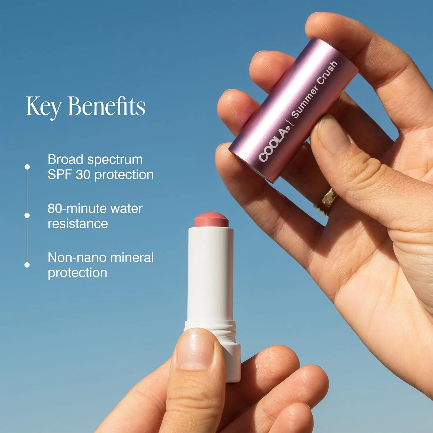 COOLA Organic Tinted Lip Balm & Mineral Sunscreen with SPF 30, Dermatologist Tested Lip Care for Daily Protection, Vegan, 0.15 Oz