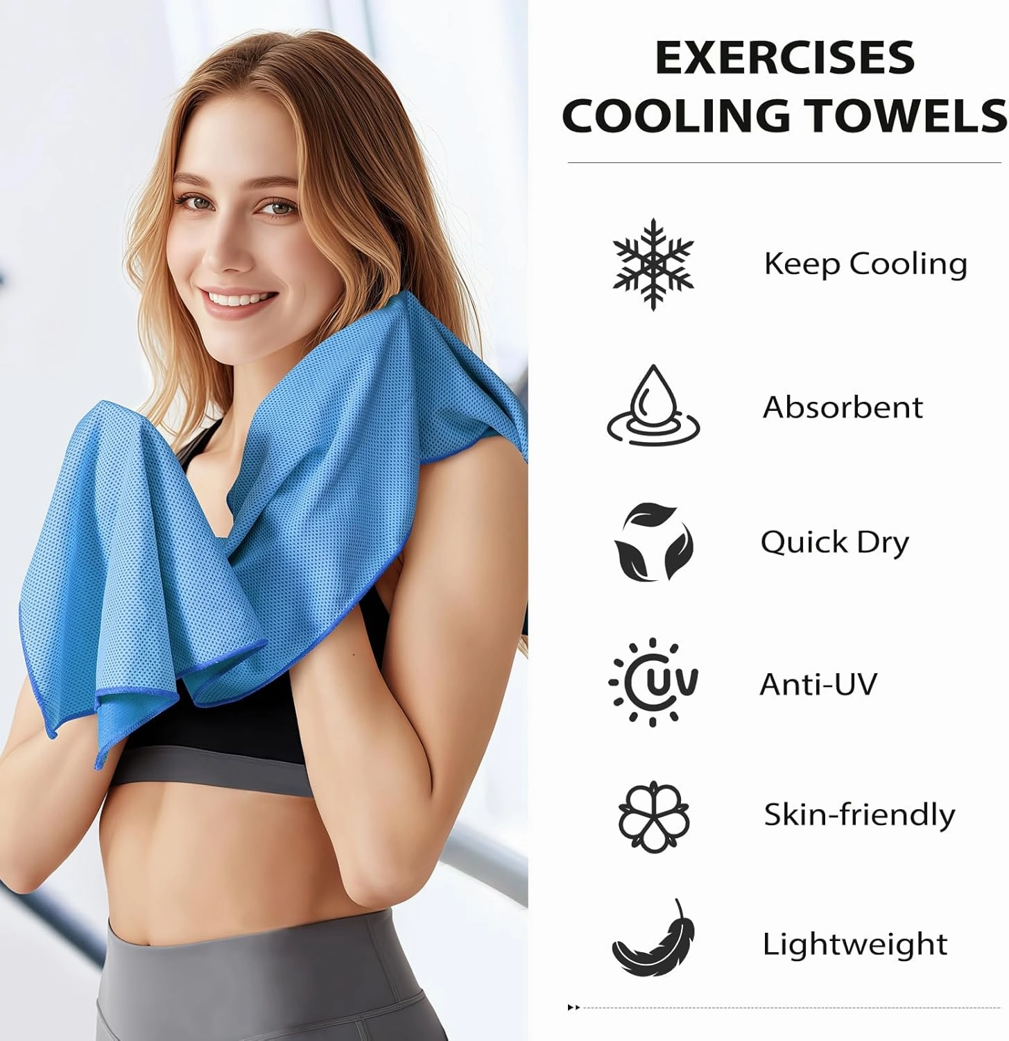 Cooling Towels - 6 Pack Gym Towels, Gym Towels for Working Out, Yoga Towel, Quick Dry Towel for Running, Camping, Fitness & More Activities