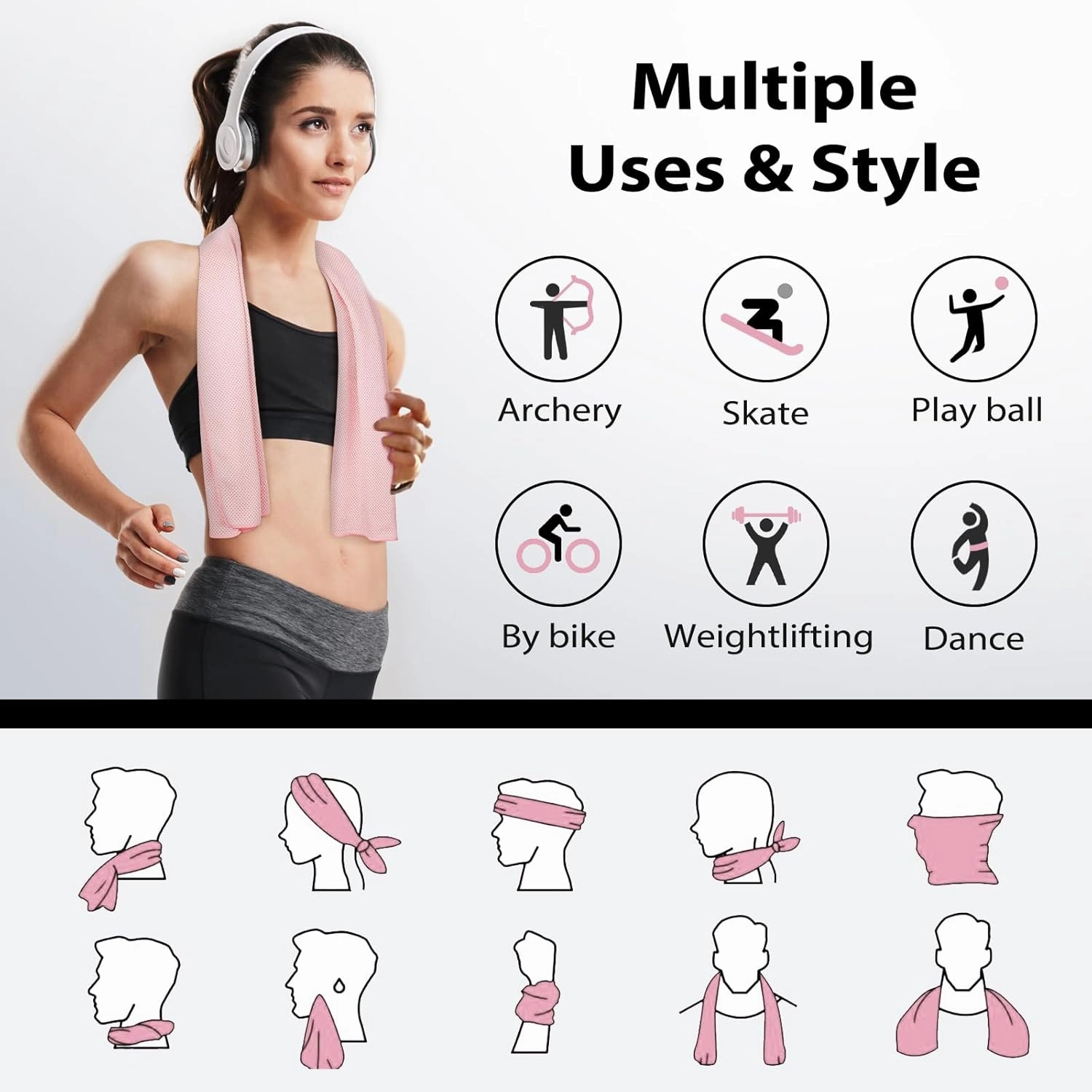 Cooling Towels - 6 Pack Gym Towels, Gym Towels for Working Out, Yoga Towel, Quick Dry Towel for Running, Camping, Fitness & More Activities