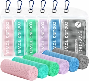 Cooling Towels - 6 Pack Gym Towels, Gym Towels for Working Out, Yoga Towel, Quick Dry Towel for Running, Camping, Fitness & More Activities