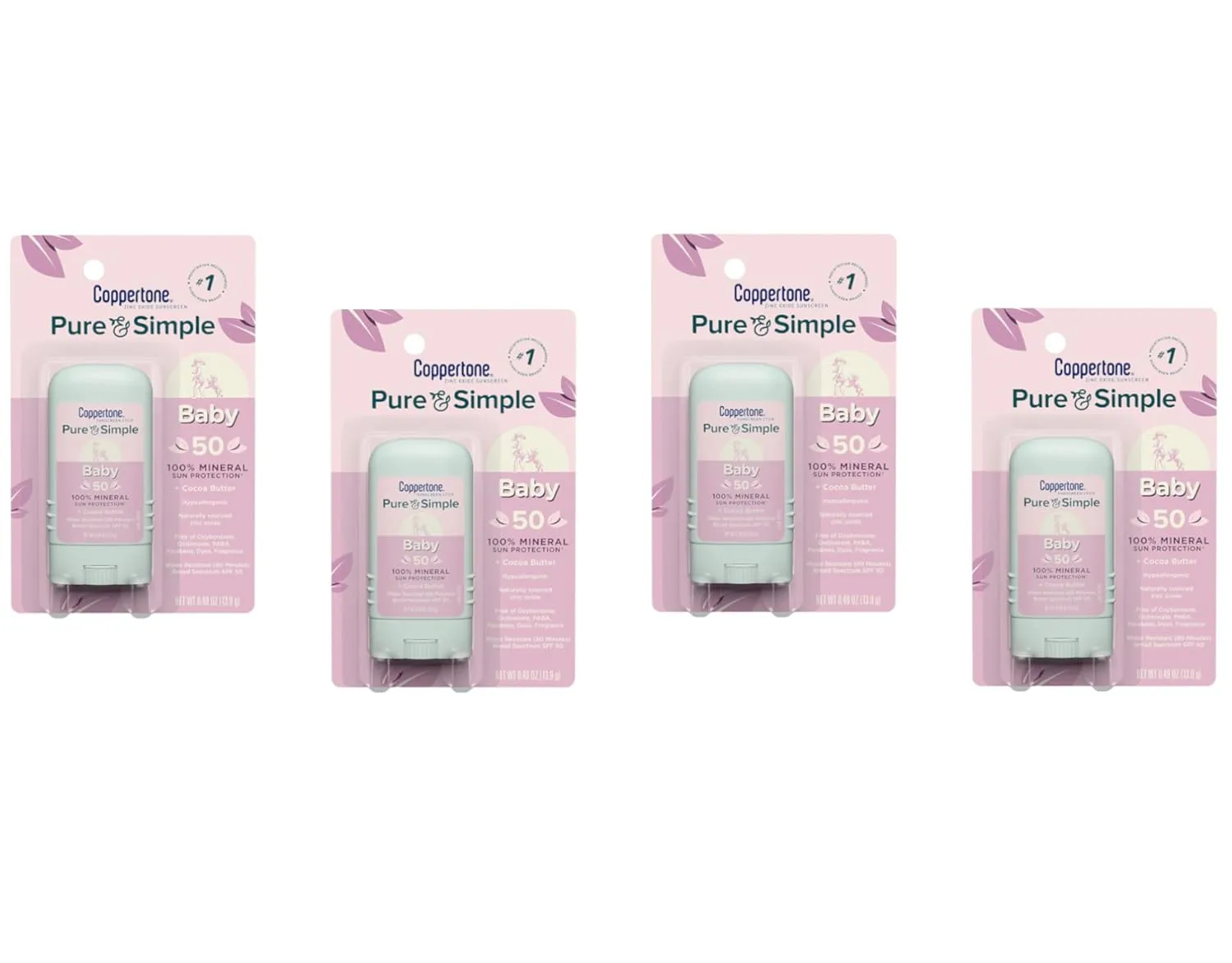 Coppertone Baby Sunscreen SPF 50, Travel Size, 0.49 oz (Pack of 4)