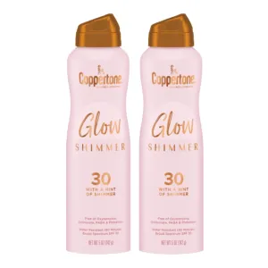 Coppertone Glow with Shimmer Spray Sunscreen, Broad Spectrum SPF 30 Sunscreen, 5 Oz, Pack of 2