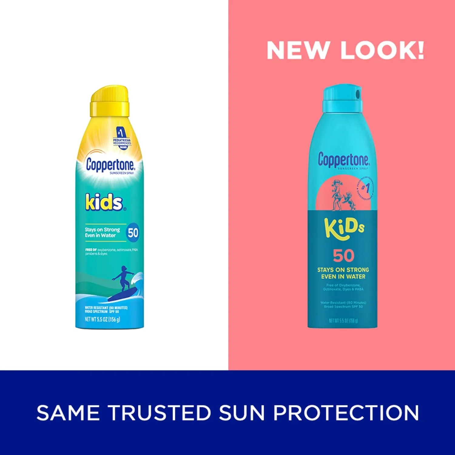 Coppertone Kids Sunscreen Spray SPF 50, Gifts for Moms, Water Resistant Spray on Sunscreen for Kids, Pediatrician Recommended, 5.5 Oz Can, Pack of 3