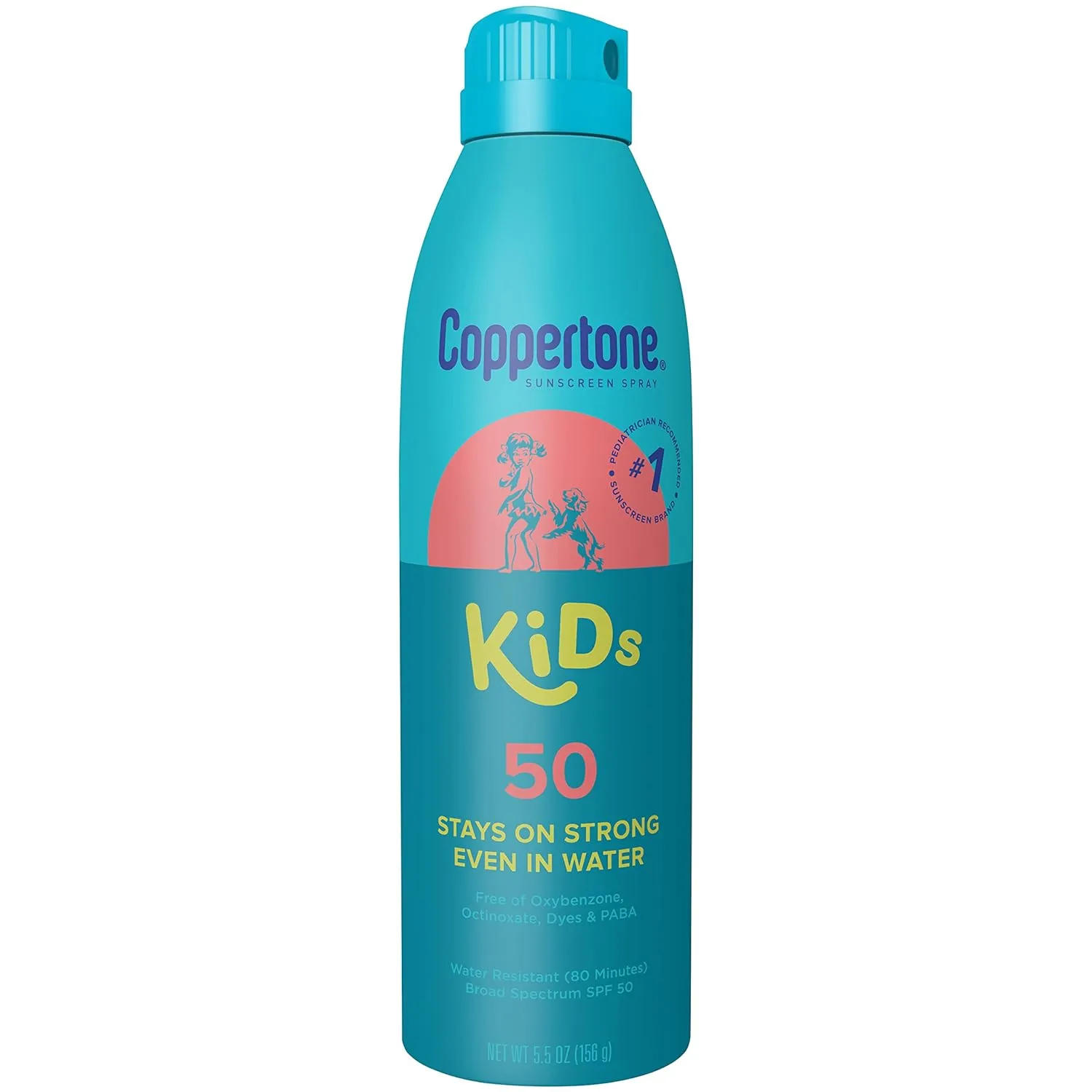 Coppertone Kids Sunscreen Spray SPF 50, Gifts for Moms, Water Resistant Spray on Sunscreen for Kids, Pediatrician Recommended, 5.5 Oz Can, Pack of 3