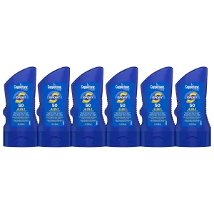 Coppertone Sport Sunscreen Lotion SPF 50, Water Resistant Sunscreen Bulk Pack, 3 Fl Oz Bottle, Pack of 6
