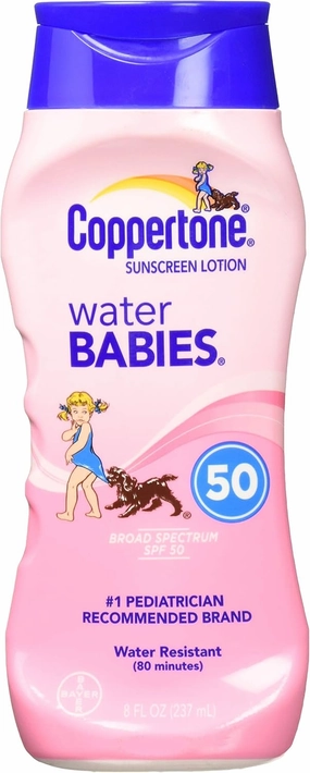 Coppertone WaterBabies Sunscreen Lotion SPF 50, 8 oz